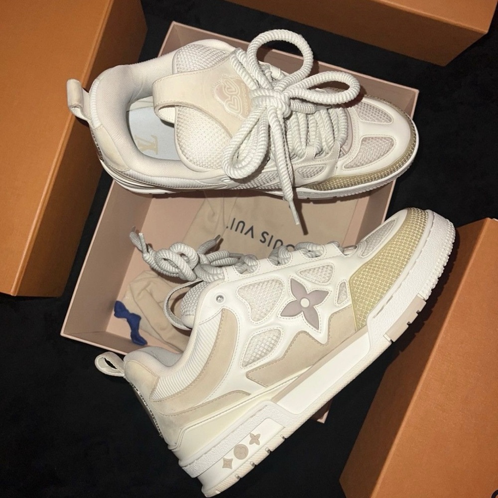 Louis Vuitton Cream Sneakers with Chunky Sole
